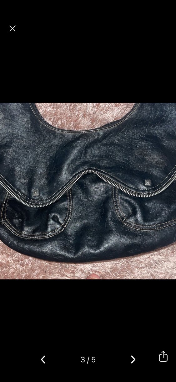 Siyah Vintage Deri Kadın Çanta - Görsel 3