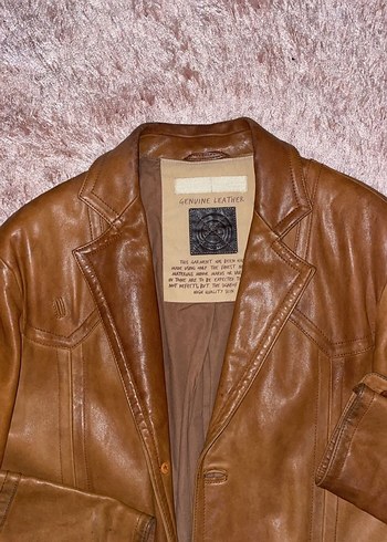 Kahverengi Vintage gerçek Deri Ceket - Görsel 4