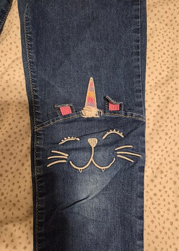 Kız Çocuk Yüksek Bel Kot Pantolon - Görsel 5