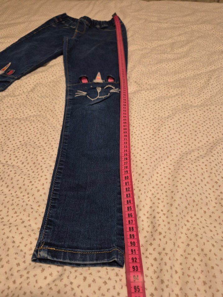 Kız Çocuk Yüksek Bel Kot Pantolon - Görsel 2