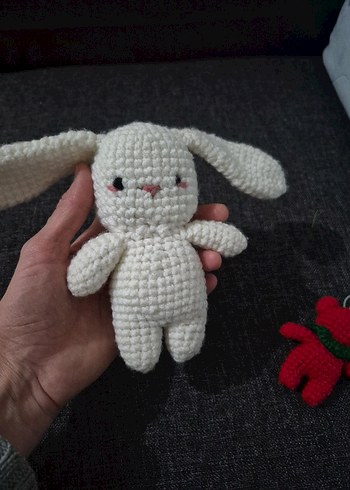 Beyaz Tavşan ve Renkli Ayı Peluş Oyuncak - Görsel 2