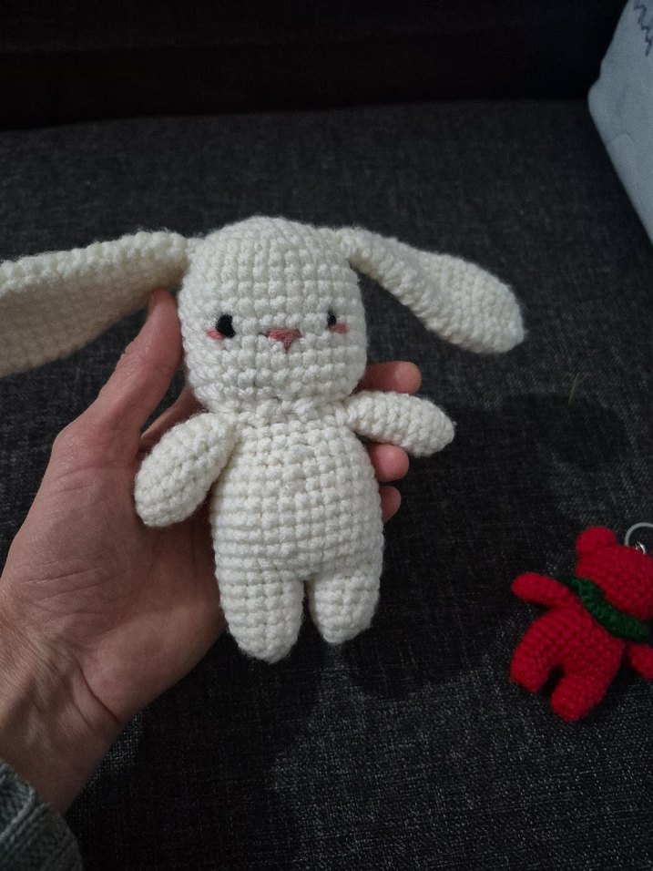 Beyaz Tavşan ve Renkli Ayı Peluş Oyuncak - Görsel 2