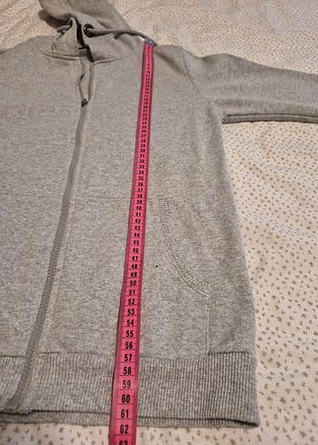 Gri Kapüşonlu Fermuarlı Kadın Sweatshirt - Görsel 7