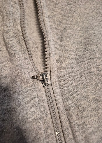 Gri Kapüşonlu Fermuarlı Kadın Sweatshirt - Görsel 4