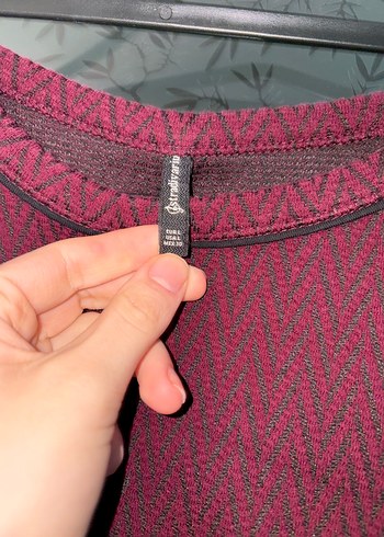 Bordo Kısa Kollu Örme Midi Elbise - Görsel 2