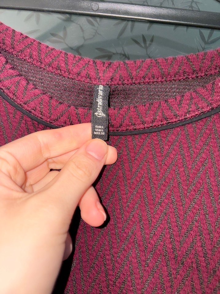 Bordo Kısa Kollu Örme Midi Elbise - Görsel 2