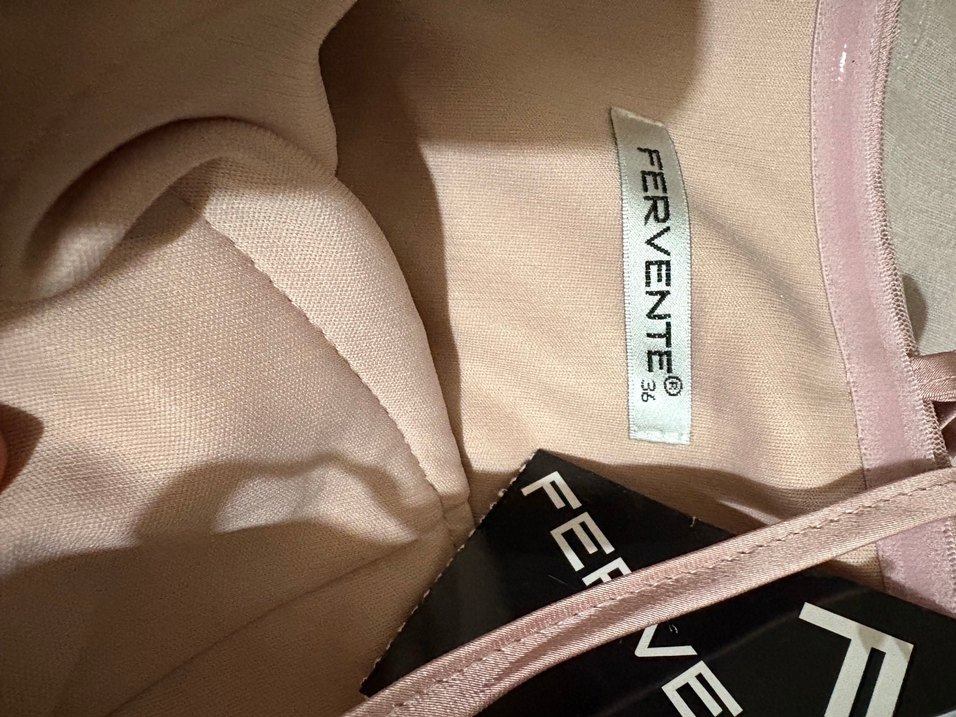 Pudra Pembe Drapeli Midi Abiye Elbise - Görsel 3