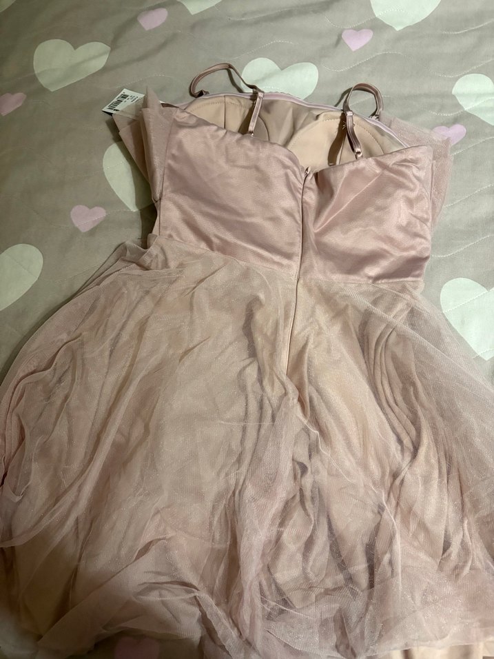 Pudra Pembe Drapeli Midi Abiye Elbise - Görsel 2