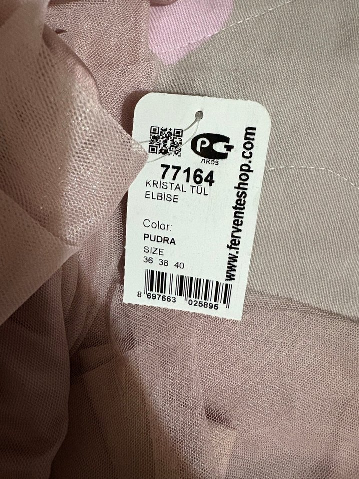 Pudra Pembe Drapeli Midi Abiye Elbise - Görsel 4