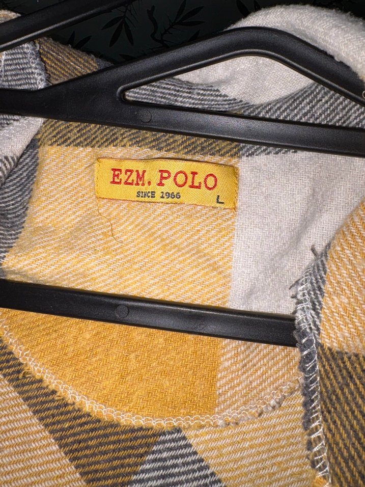 Sarı Gri Ekose Düğmeli Kadın Gömlek - Görsel 3