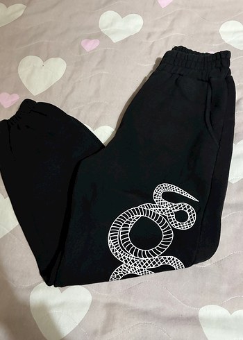 Yılan Desenli Siyah  Eşofman Altı - Görsel 2