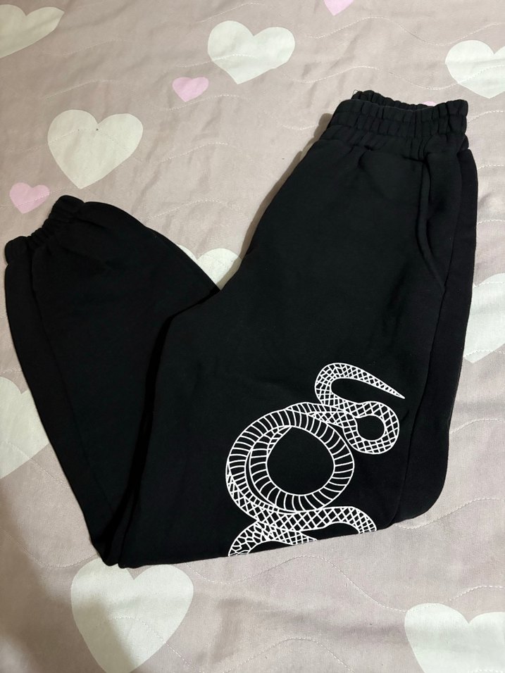 Yılan Desenli Siyah  Eşofman Altı - Görsel 2