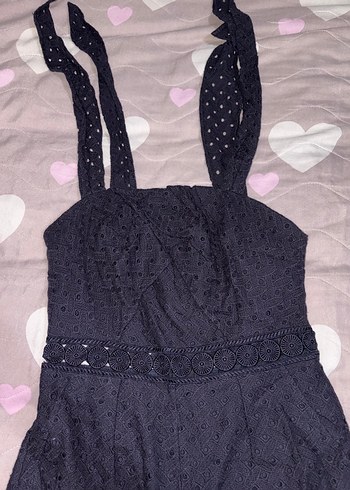 Siyah Dantel Detaylı Uzun Kadın Tulum - Görsel 2