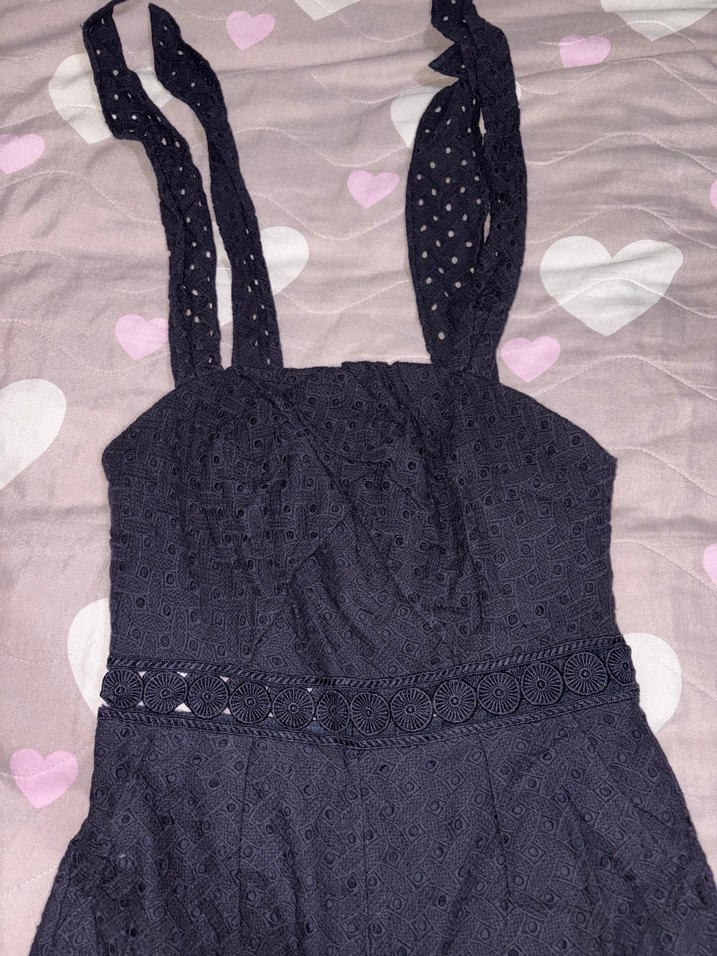 Siyah Dantel Detaylı Uzun Kadın Tulum - Görsel 2