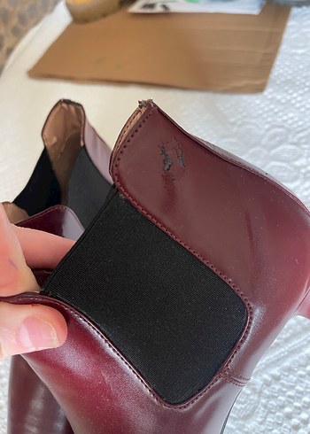 Bordo Deri Stiletto Topuklu Kadın Bot - Görsel 6