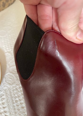 Bordo Deri Stiletto Topuklu Kadın Bot - Görsel 3