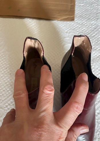 Bordo Deri Stiletto Topuklu Kadın Bot - Görsel 2