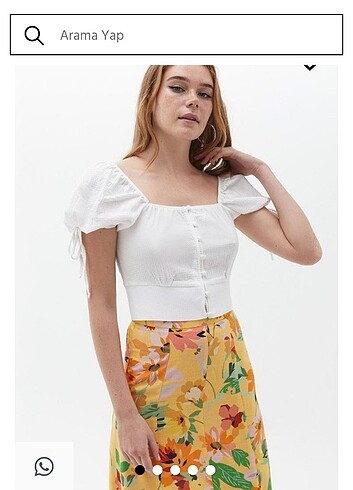 Oxxo beyaz balon kollu önden düğmeli crop top