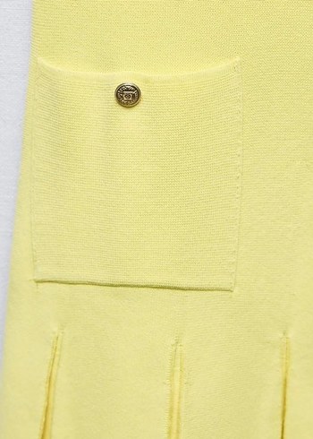 Zara Sarı Pilili Kolsuz Midi Triko Elbise - Görsel 3