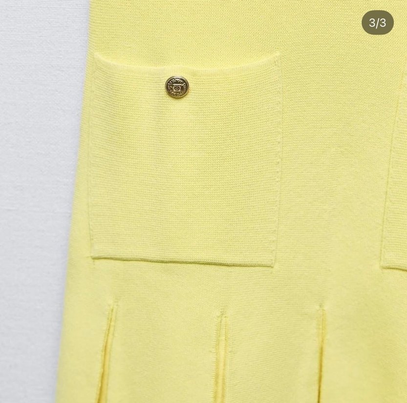 Zara Sarı Pilili Kolsuz Midi Triko Elbise - Görsel 3