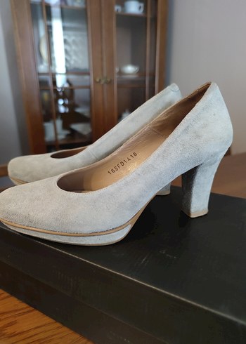 Bej Süet Platform Topuklu Stiletto