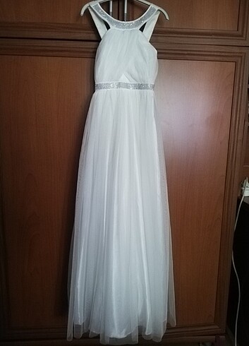 12 yaş beyaz abiye elbise 