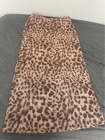 s Beden kahverengi Renk Zara Model Leopar Desenli Tül Etek