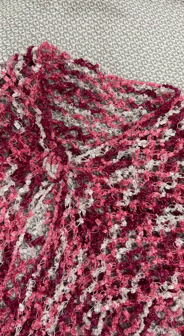 Kız Çocuk Pembe Bağlama Desenli Örgü Panço - Görsel 3