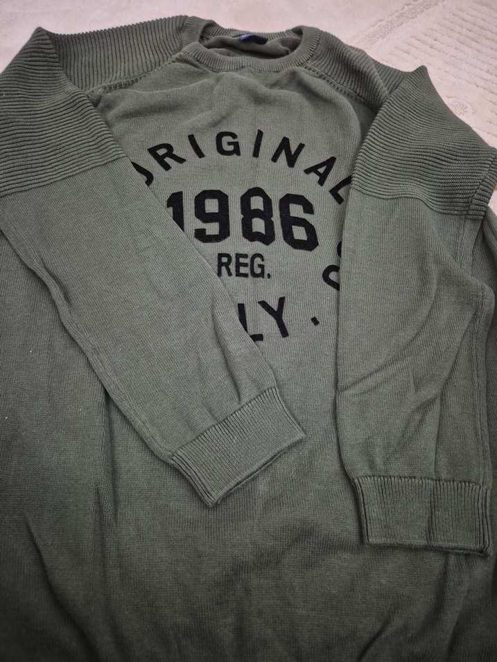 Erkek Çocuk Gri Triko Yuvarlak Yaka Kazak - Görsel 2