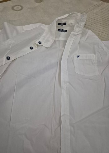 Beyaz Kısa Kollu Pamuklu Gömlek Erkek çocuk - Görsel 3