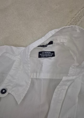 Beyaz Kısa Kollu Pamuklu Gömlek Erkek çocuk - Görsel 2