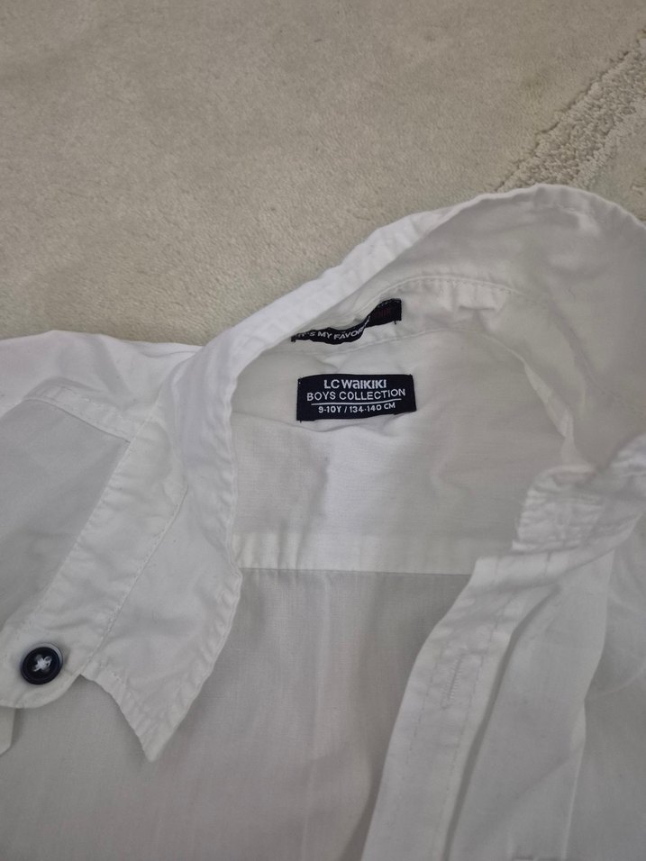 Beyaz Kısa Kollu Pamuklu Gömlek Erkek çocuk - Görsel 2