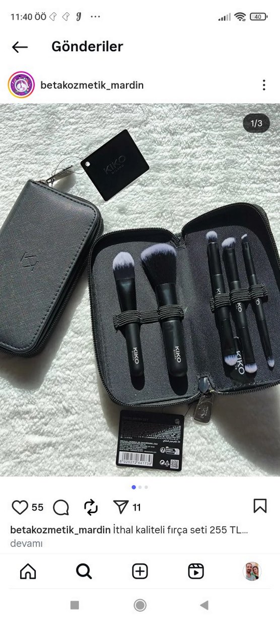 KIKO Siyah Makyaj Fırça Seti ve Kılıfı - Görsel 5