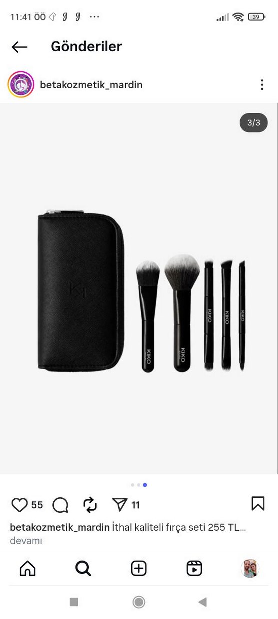 KIKO Siyah Makyaj Fırça Seti ve Kılıfı - Görsel 3