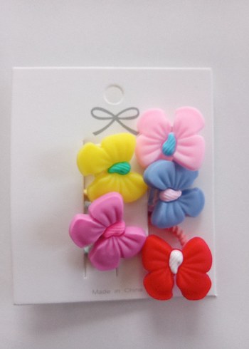 Çiçek Desenli Renkli Çocuk Toka Seti - Görsel 2