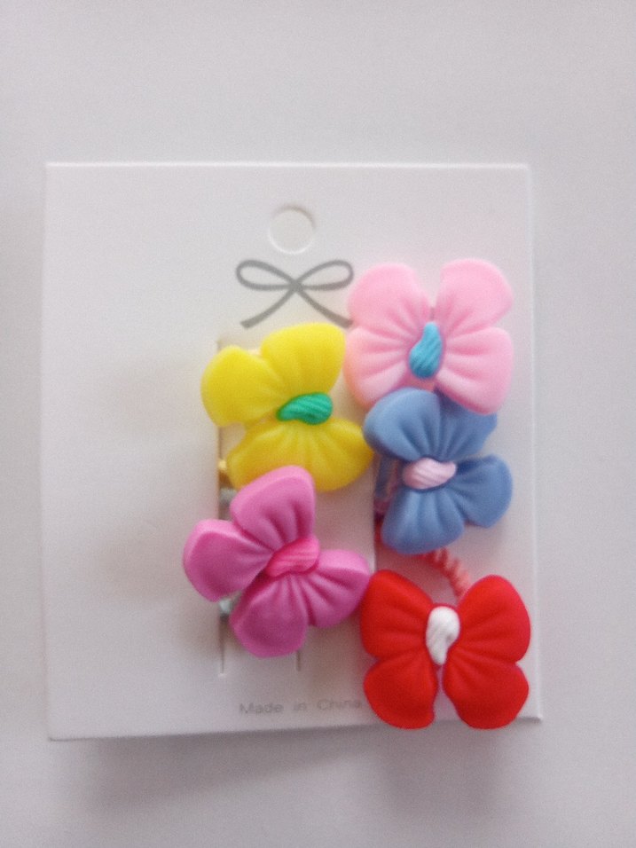 Çiçek Desenli Renkli Çocuk Toka Seti - Görsel 2