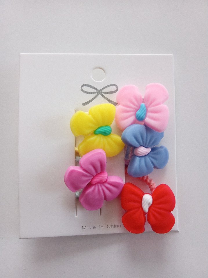 Çiçek Desenli Renkli Çocuk Toka Seti - Görsel 3