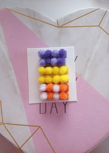 Çok Renkli Ponpon Saç Tokaları - Görsel 2