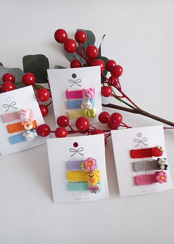 Renkli Nakışlı Kurdeleli Çocuk Toka Seti - Görsel 3