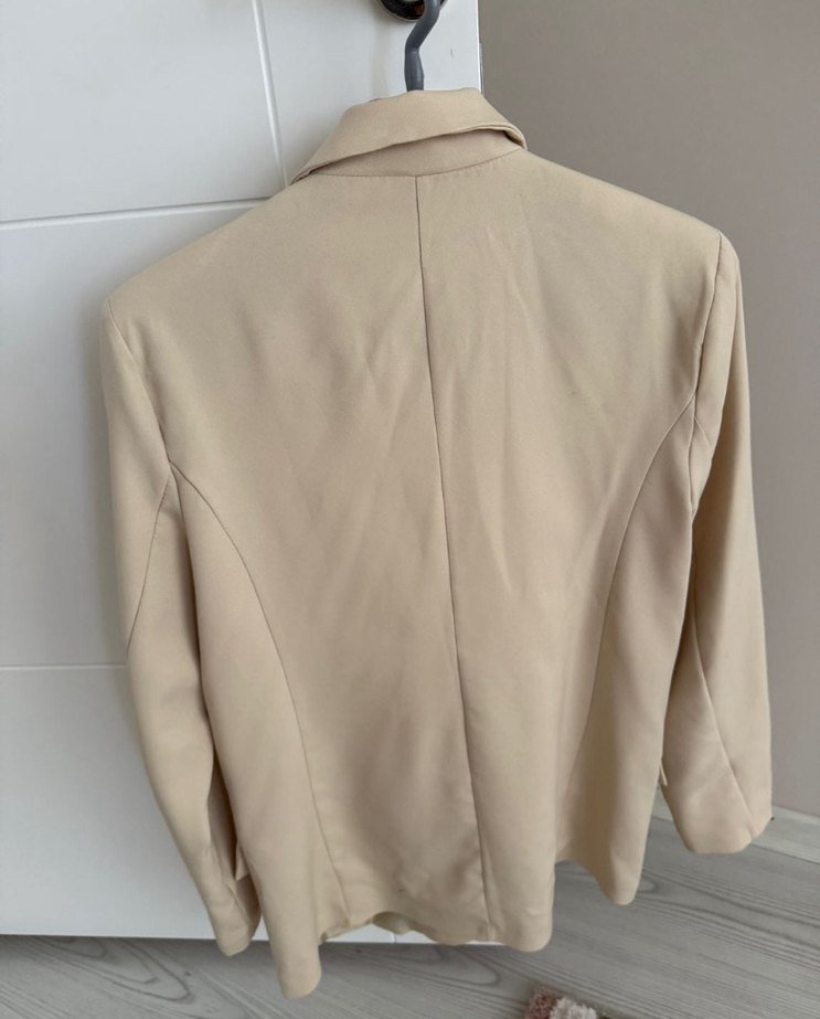 Bej Düğmeli Kadın Blazer Ceket - Görsel 2