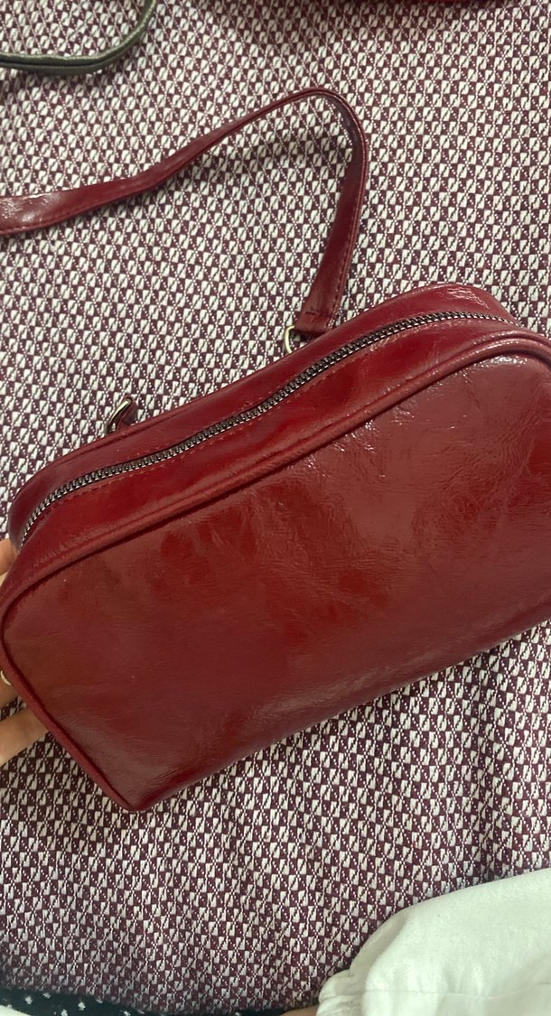 Bordo Parlak Deri Kadın Çanta - Görsel 2