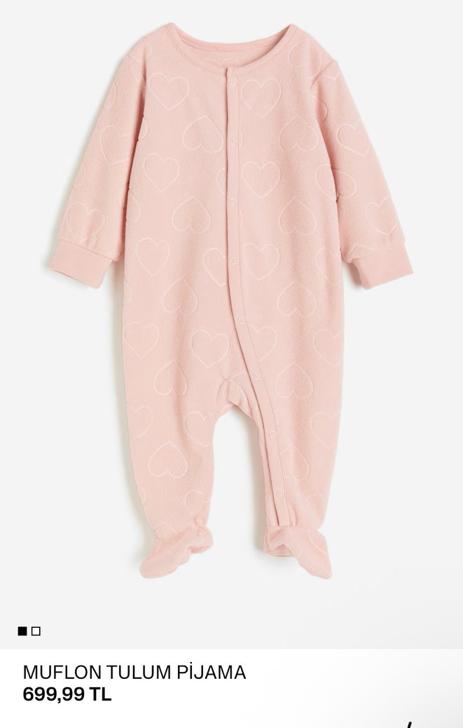 H&M Pembe Kalp Desenli Bebek Tulum - Görsel 2