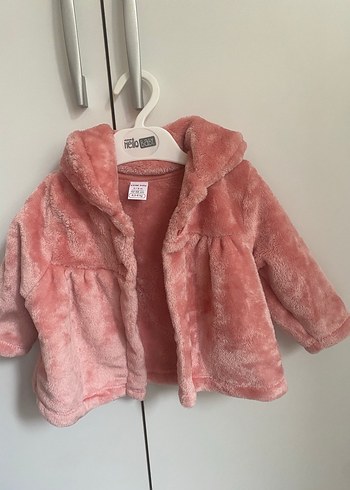 Kız Çocuk Pembe Peluş Kürklü Ceket - Görsel 3