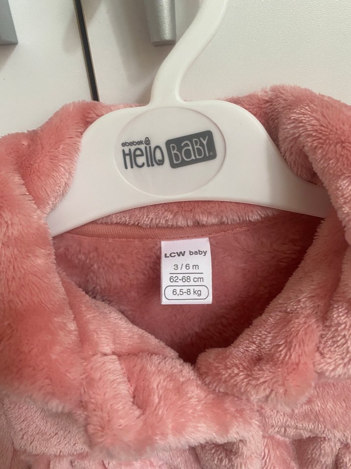 Kız Çocuk Pembe Peluş Kürklü Ceket - Görsel 2