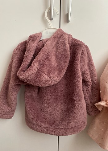 Düğmeli Pembe Kız Çocuk Polar Ceket - Görsel 2