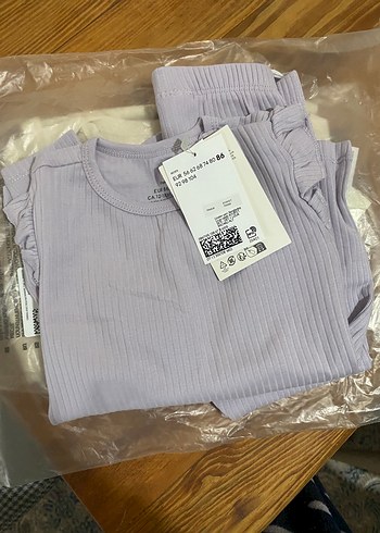 Pastel Açık Mor Pamuklu Bebek Kız Takımı - Görsel 2