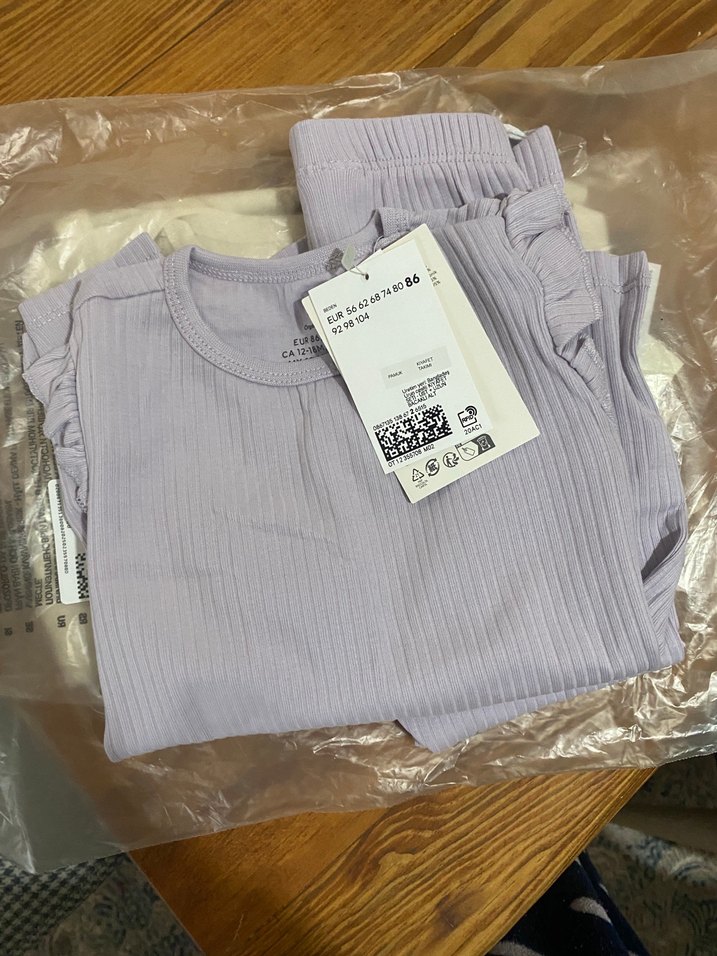 Pastel Açık Mor Pamuklu Bebek Kız Takımı - Görsel 2