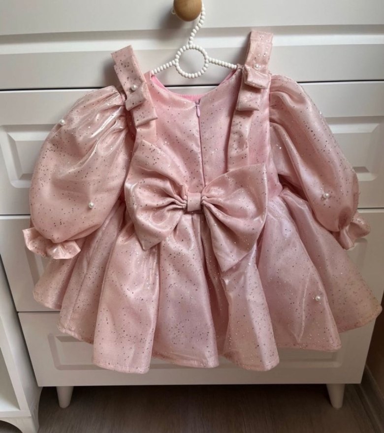 Pembe Kız Çocuk Fırfırlı Elbise - Görsel 2