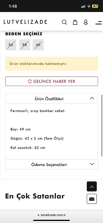 m Beden Lutvelizade crop bomber ceket