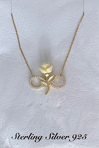 Sterling silver Sonsuzluk & Gül Model Gümüş Kolye